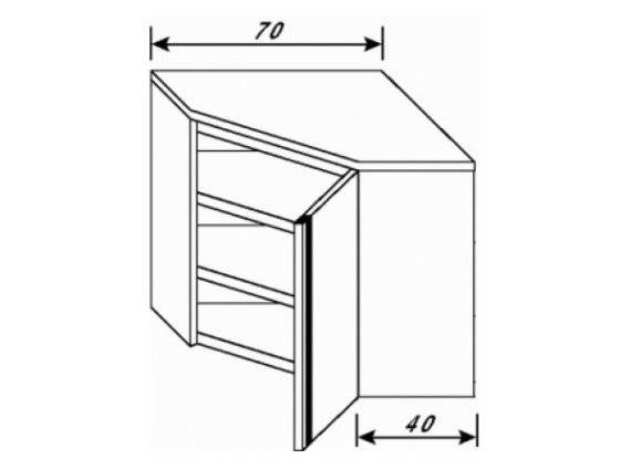 Pensile inox ad angolo con anta a battente.